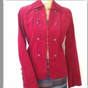 Red velvet blazer